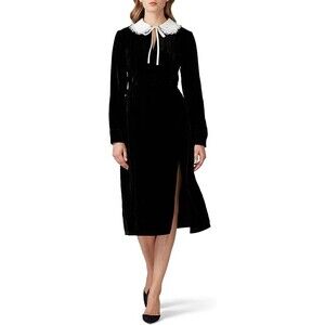 Sweet Baby Jamie Black Gothic Collared Velvet Dress Size XS